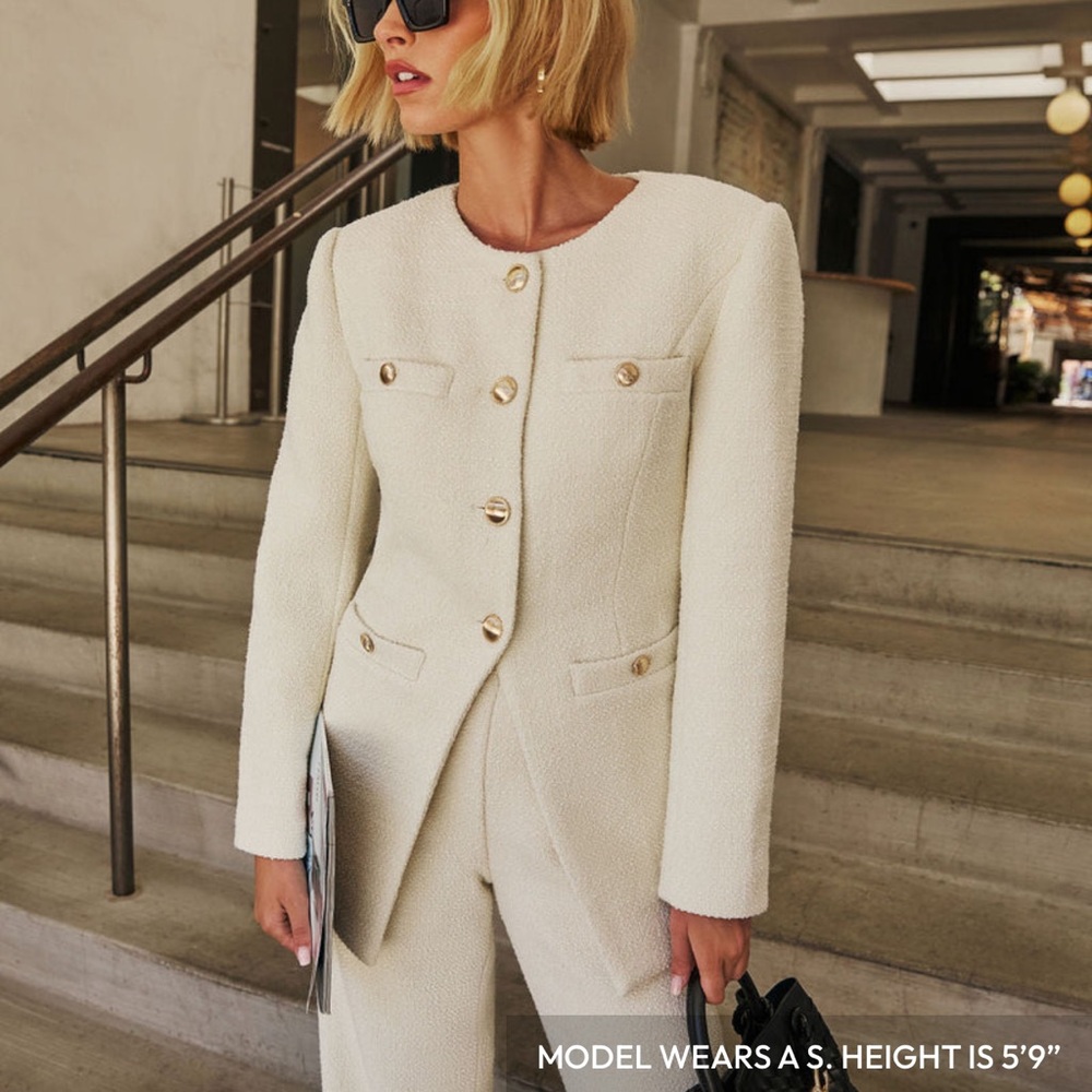 Vici kayleen tweed jacket in cream